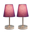 Simple Designs Sand Nickel Mini Basic Table Lamp with Fabric Shade 2 Pack Set