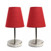 Simple Designs Sand Nickel Mini Basic Table Lamp with Fabric Shade 2 Pack Set