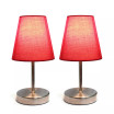 Simple Designs Sand Nickel Mini Basic Table Lamp with Fabric Shade 2 Pack Set