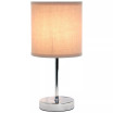 Simple Designs Chrome Mini Basic Table Lamp with Fabric Shade