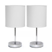 Simple Designs Chrome Mini Basic Table Lamp with Fabric Shade 2 Pack Set