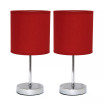 Simple Designs Chrome Mini Basic Table Lamp with Fabric Shade 2 Pack Set