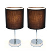 Simple Designs Chrome Mini Basic Table Lamp with Fabric Shade 2 Pack Set