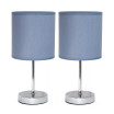 Simple Designs Chrome Mini Basic Table Lamp with Fabric Shade 2 Pack Set