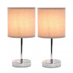 Simple Designs Chrome Mini Basic Table Lamp with Fabric Shade 2 Pack Set