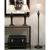 Aged Bronze Steel Lamps, 3 Piece