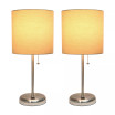 Stick Lamp with USB Charging Port and Fabric Shade 2 Pack Set
