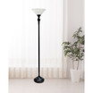Elegant Designs 1 Light Torchiere Floor Lamp with Marbleized White Glass Shade