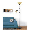 Elegant Designs 2 Light Mother Daughter Floor Lamp with Amber Marble Glass Shades