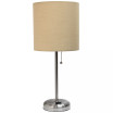 Lime Lights Stick Lamp with Charging Outlet and Fabric Shade
