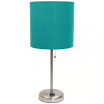 Lime Lights Stick Lamp with Charging Outlet and Fabric Shade