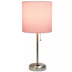 Lime Lights Stick Lamp with Charging Outlet and Fabric Shade
