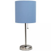 Lime Lights Stick Lamp with Charging Outlet and Fabric Shade