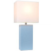 Elegant Designs Modern Leather Table Lamp with White Fabric Shade