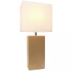 Elegant Designs Modern Leather Table Lamp with White Fabric Shade