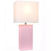 Elegant Designs Modern Leather Table Lamp with White Fabric Shade