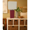 Elegant Designs Modern Leather Table Lamp with White Fabric Shade