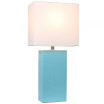 Elegant Designs Modern Leather Table Lamp with White Fabric Shade