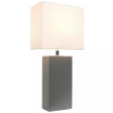 Elegant Designs Modern Leather Table Lamp with White Fabric Shade