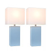 Elegant Designs 2 Pack Modern Leather Table Lamps with White Fabric Shades