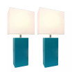 Elegant Designs 2 Pack Modern Leather Table Lamps with White Fabric Shades