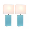 Elegant Designs 2 Pack Modern Leather Table Lamps with White Fabric Shades