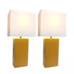 Elegant Designs 2 Pack Modern Leather Table Lamps with White Fabric Shades