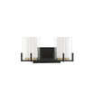 Eaton 2-Light Bathroom Vanity Light in Matte Black with Warm Brass Accents