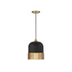 Eclipse 1-Light Pendant in Matte Black with Warm Brass Accents