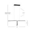 Ali 34.5" Dimmable Adjustable Integrated LED Metal Linear Pendant