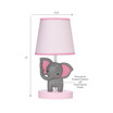 Twinkle Toes Pink/Gray Elephant with Monkey Nursery Lamp with Shade & Bulb