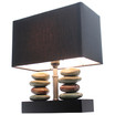 Elegant Designs Rectangular Dual Stacked Stone Ceramic Table Lamp with Black Shade