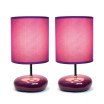 Simple Designs Stonies Small Stone Look Table Bedside Lamp 2 Pack Set