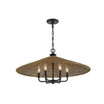 Eman 6-Light Pendant in Matte Black with Dark Rattan