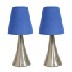 Simple Designs Valencia 2  Pack Mini Touch Table Lamp Set with Fabric Shades