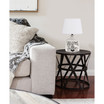 Simple Designs Welcome Home Rustic Ceramic Farmhouse Foyer Entryway Accent Table Lamp with Fabric Shade