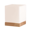 Felix Glass Square Table Lamp - Glass Shade With Natural Wooden Base