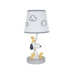 Classic Snoopy & Friends White/Gray Nursery Lamp with Shade & Bulb