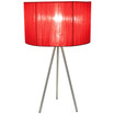 Simple Designs Brushed Nickel Tripod Table Lamp with Pleated Silk Sheer Shade