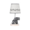 Me & Mama White/Gray Elephant Nursery Lamp with Shade & Bulb