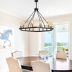 Modern American hexagonal black chandelier 12 bulbs