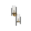 Midland 2-Light Wall Sconce in Matte Black with Warm Brass Accents