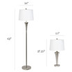 Elegant Designs Tapered 3 Pack Lamp Set 2 Table Lamps, 1 Floor Lamp with White Shades