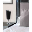 Mini Chrome Table Lamp with Angled Fabric Shade