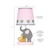 Eloise Pink/Gold Elephant and Heart Lamp & Shade with Bulb