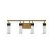 Abel 4-Light LED Bathroom Vanity Light in Matte Black with Warm Brass Accents