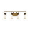 Abel 4-Light LED Bathroom Vanity Light in Matte Black with Warm Brass Accents