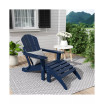 Classic Folding Adirondack Chair with Footrest Ottoman Set