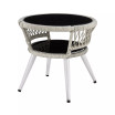 26.38" 3-Piece Steel, Polyester Monaco Patio 2-Person Seating Group with End Table with Cushions