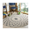 Courtyard Anthracite and Beige 6'7" x 6'7" Sisal Weave Round Outdoor Area Rug